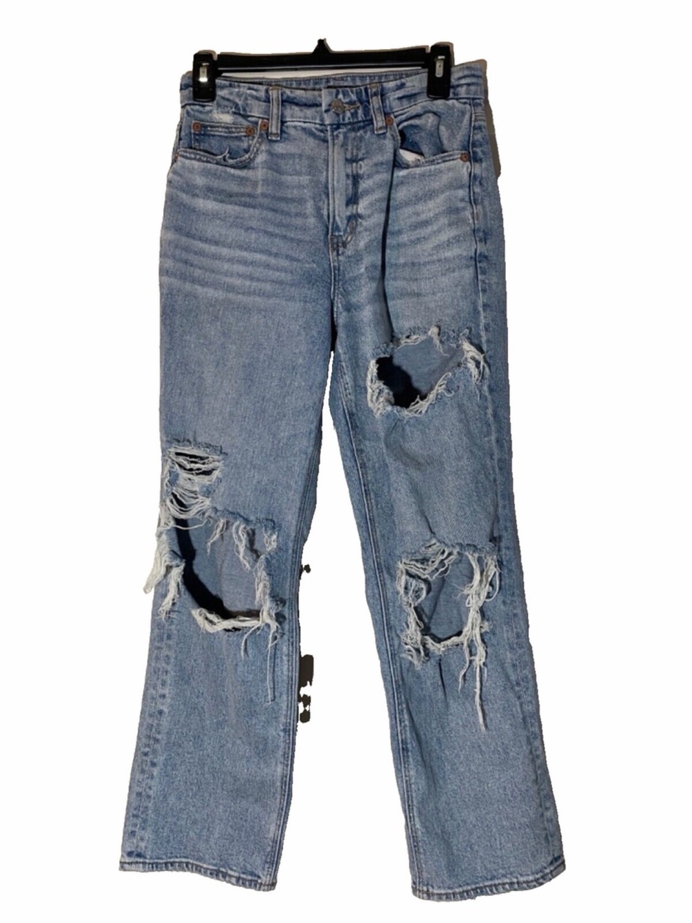 American Eagle Stretch Light Wash Distressed Ripped Jeans Sz 12